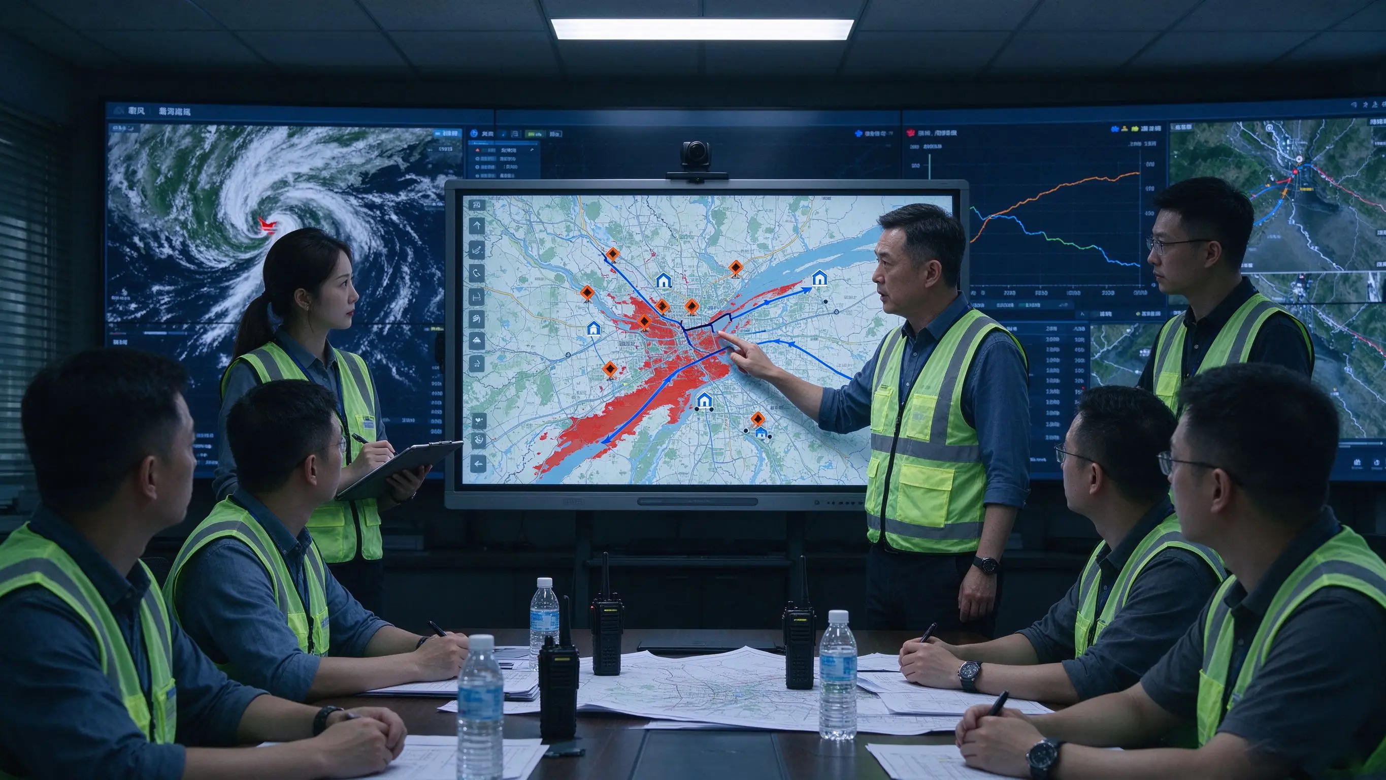 Qtenboard Flood Typhoon Emergency Response Interactive Whiteboard GIS Mapping